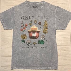 AUTHENTIC Smokey the Bear Official Licensed tee Size Medium Grey Washed Earth